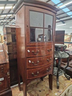 Lot 1592 - An Edwardian mahogany and inlaid bow front...