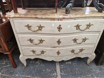 Lot 1593 - An Antique French serpentine front three...