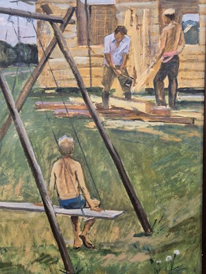 Lot 600 - Valeri Sichkov (b.1949) ARR.  Building a cabin....
