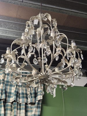 Lot 967 - A white painted metal and glass eight arm...