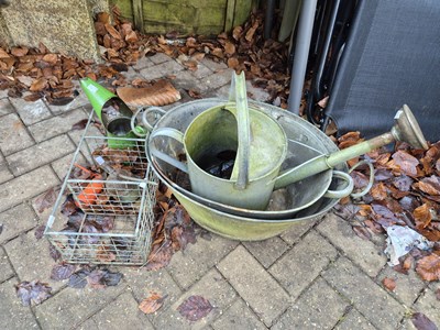 Lot 725A - Two galvanised baths, a galvanised watering...