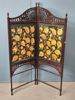 Lot 934 - A Victorian mahogany two fold screen with...