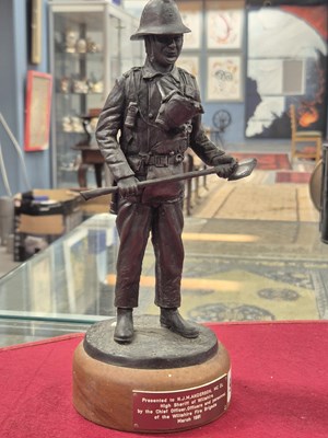 Lot 976 - A Wiltshire fire brigade presentation bronzed...