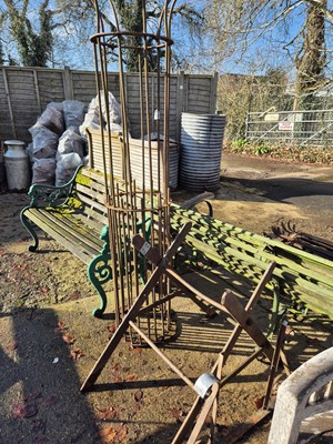 Lot 725b - A Tall tree guard and an iron saw horse.