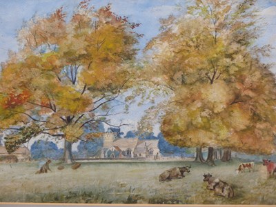 Lot 11 - English school, 19th century. Cattle in a...