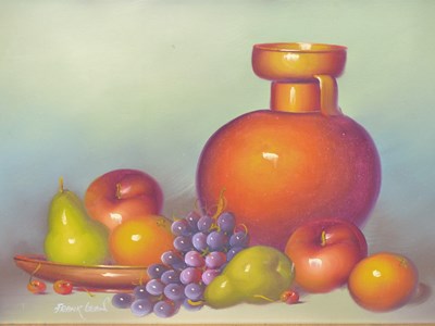 Lot 106 - Frank Lean, 20th C. Still life fruits and jug....