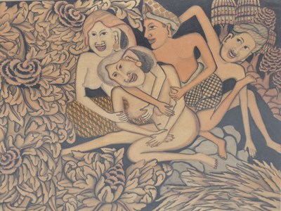 Lot 127 - Balinese School, 20thC. Apparent orgy in the...