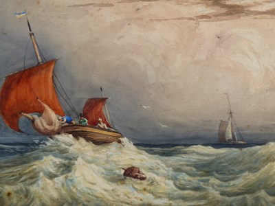 Lot 28 - 19th C. English school. Caught in a squall....