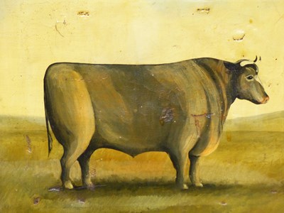 Lot 63 - 19th-century naive school. Study of a bull....