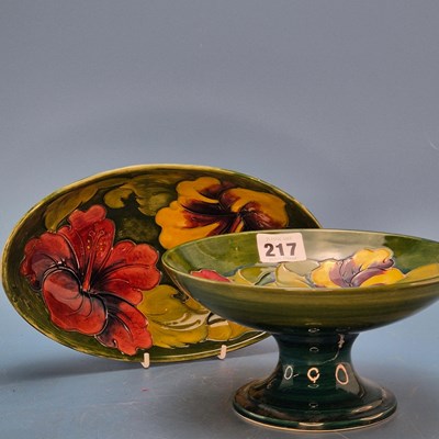Lot 217 - A Moorcroft green ground footed bowl slip...