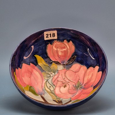 Lot 218 - A Moorcroft blue ground bowl slip trailed with...