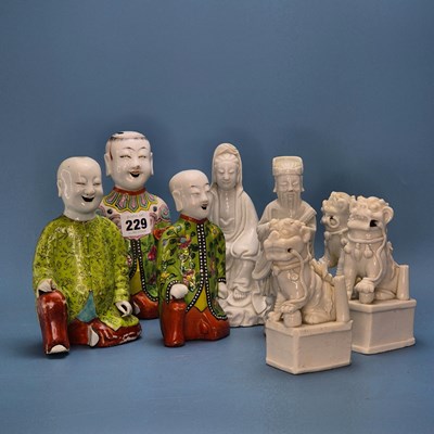 Lot 229 - Three Chinese polychrome figural jostic...