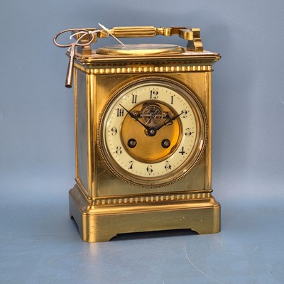 Lot 236 - A French brass cased clock striking on a...