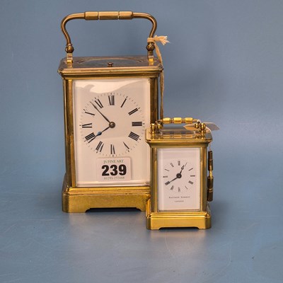 Lot 239 - A carriage clock striking and repeating on a...