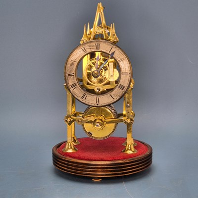Lot 249 - A fusee skeleton clock under a glass dome on a...