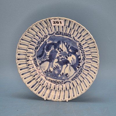 Lot 261 - A 17th century kraak blue and white dish, the...