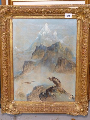 Lot 90 - 19th century school. Vulture on an outcrop...