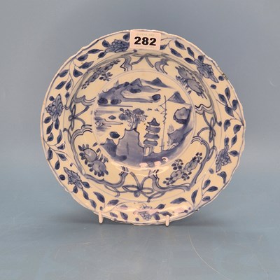Lot 282 - An early 17th century blue and white klapsmut,...