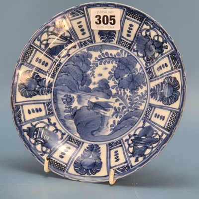 Lot 305 - Two 17th century Arita blue and white plates...