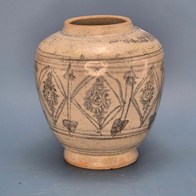Lot 322 - A 15th century Sawankhalok grey pottery jar...