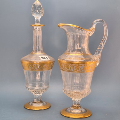 Lot 324 - A St Louis glass decanter and matching jug,...