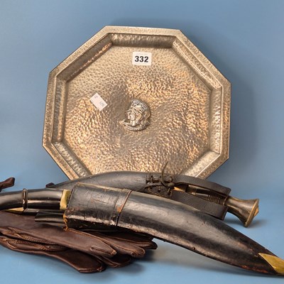 Lot 332 - A parcel of Militaria: two kukhris, a Dollond...