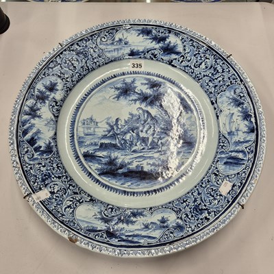 Lot 335 - A Dutch Delft blue and white wall charger...