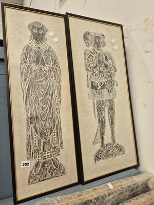 Lot 202 - Two vintage framed brass rubbings.