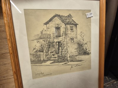 Lot 224 - A 19th century pencil drawing of a rural...