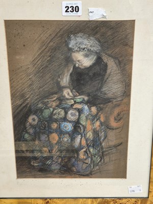 Lot 230 - A watercolour and pastel study of an elderly...
