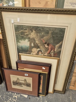 Lot 266 - Six various antique and later prints and an...