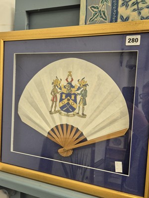 Lot 280 - A framed fan.