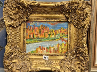 Lot 284 - Three contemporary oil paintings and a...