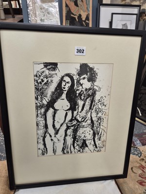 Lot 302 - Marc Chagall 1963. A Clown In Love. Lithograph.