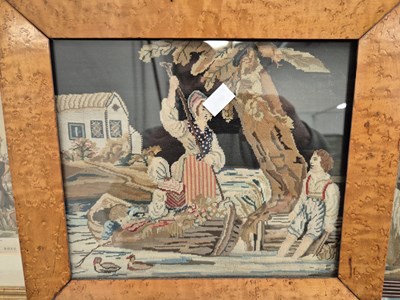 Lot 307 - Two 19th-century needlework pictures, a framed...