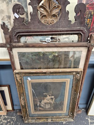 Lot 313 - A large Georgian wall mirror and two prints.