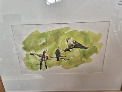 Lot 317 - A contemporary watercolour of songbirds, an...