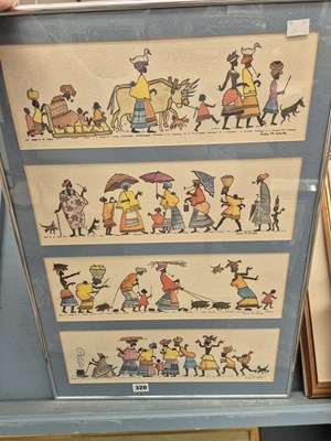 Lot 320 - After Lucy M Wiles. A framed group of four...