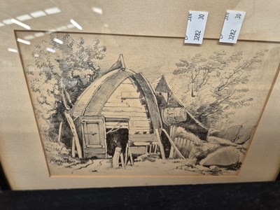 Lot 336 - Two 19th-century pencil drawings, both signed...