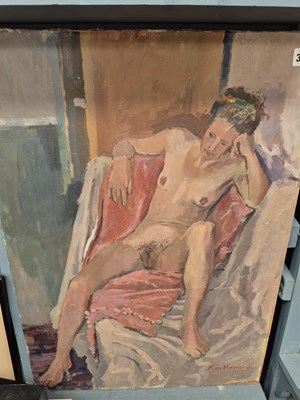 Lot 339 - A nude study in the manner of Ken Howard. Oil...
