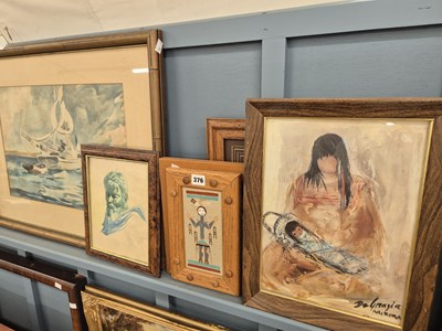 Lot 376 - Two Native American Navajo sand paintings,...