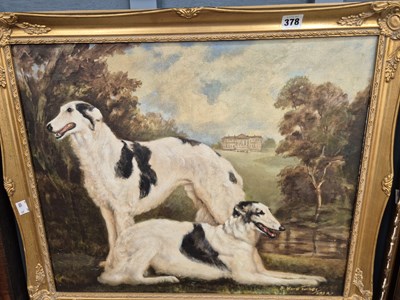 Lot 378 - B.Ward Turner. Saluki or Borzoisdogs before a...