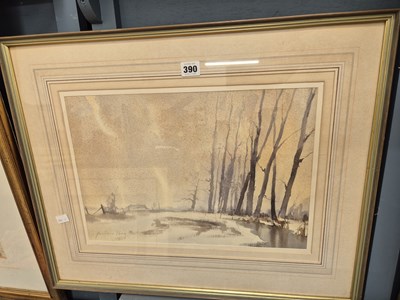 Lot 390 - Watercolour. Snowy Landscape by Andrew King.