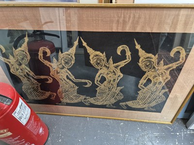 Lot 397 - Two large Thai gilt paintings.