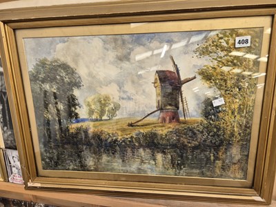 Lot 408 - A large early 20th-century watercolour. Rural...