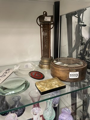 Lot 1113 - A miner's lamp, three various lenses, a...