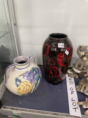 Lot 1150 - A Poole two handled floral vase together with...
