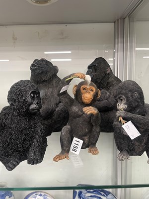 Lot 1158 - Five composition ape figurines