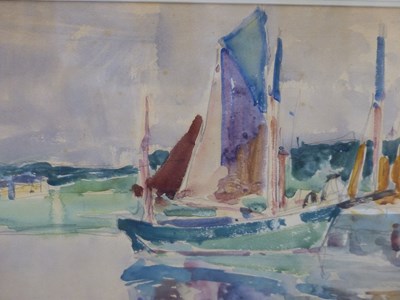 Lot 149 - Geoffrey Birkbeck. (1875-1954). Boats at Jetty,...