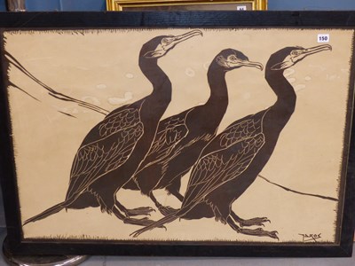 Lot 150 - J. D Ros. 20th-century. Three Cormorants....
